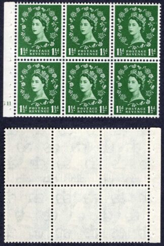 SB65 1 1/2d Wmk Crowns White Paper U/M Booklet Pane Cylinder G11 No Dot