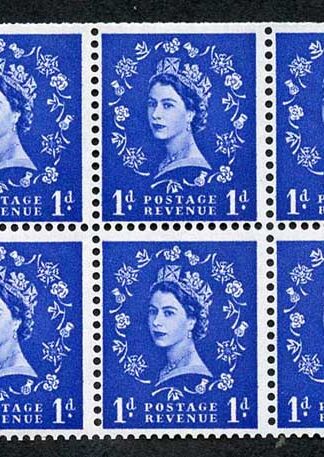 SB30 1d Wmk Crown Upright Cream Paper Cyl F3 No Dot Pane of 6 U/M