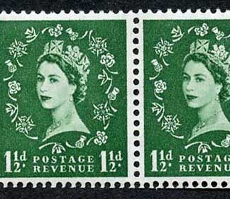 SB61 1 1/2d Wmk Tudor Perf E (1/2v) Booklet Pane of 2 U/M