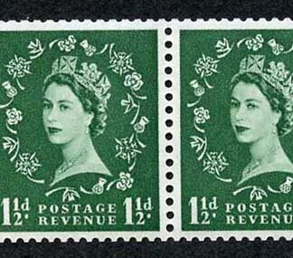 SB61 1 1/2d Wmk Tudor Perf E Booklet Pane of 2 U/M