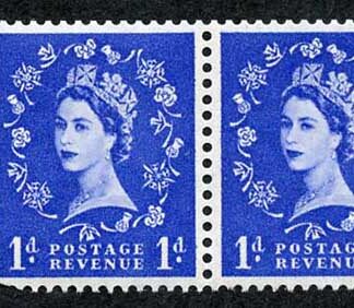 SB28 1d Wmk Edward Booklet Pane of 2 Perf E (1/2v) U/M