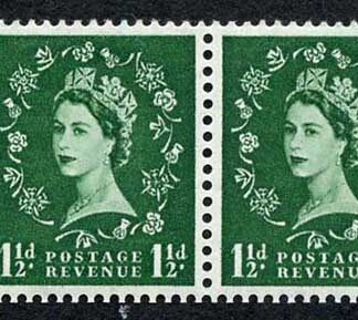 SB61 1 1/2d Wmk Tudor Perf E (1/2v) Booklet Pane of 2 U/M