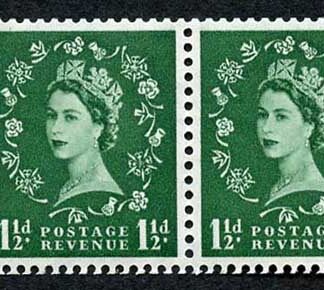 SB61 1 1/2d Wmk Tudor Perf E Booklet Pane of 2 U/M