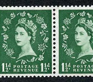 SB61 1 1/2d Wmk Tudor Perf E Booklet Pane of 2 U/M