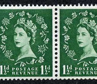 SB61 1 1/2d Wmk Tudor Perf E (1/2v) Booklet Pane of 2 U/M