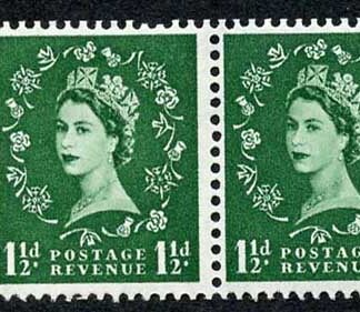 SB64 1 1/2d Wmk Edward Upright Perf E (1/2v) Booklet Pane of 2 U/M