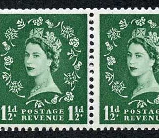 SB61 1 1/2d Wmk Tudor Perf E Booklet Pane of 2 U/M