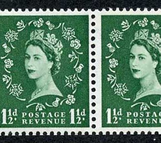 SB61 1 1/2d Wmk Tudor Perf E (1/2v) Booklet Pane of 2 U/M