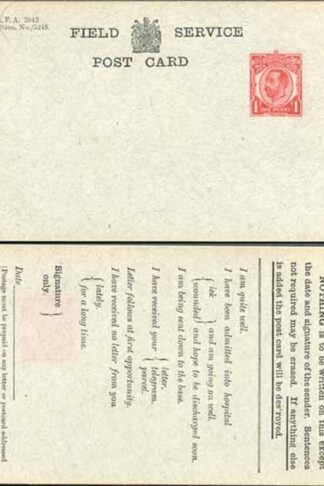FCP2 KGV 1d Forces Issue Postcard on Bluish-Grey Card Mint