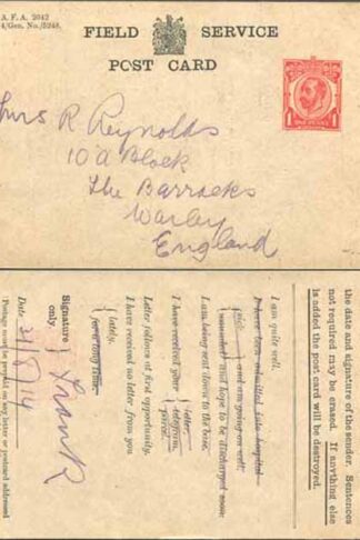 FCP1 KGV 1d Forces Issue Postcard on Greyish Card
