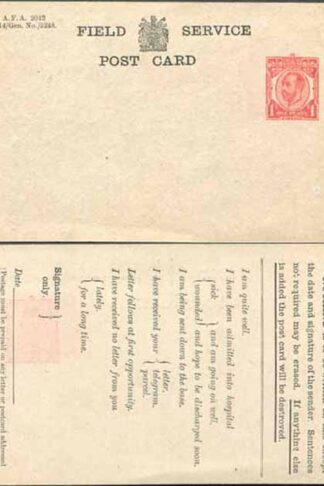 FCP1 KGV 1d Forces Issue Postcard on Greyish Card Mint