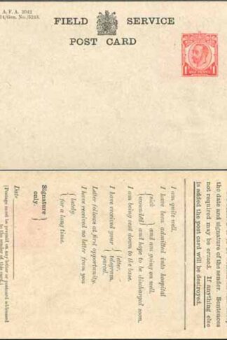 FCP1 KGV 1d Forces Issue Postcard on Greyish Card Mint