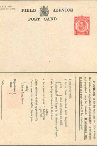 FCP1 KGV 1d Forces Issue Postcard on Greyish Card Mint