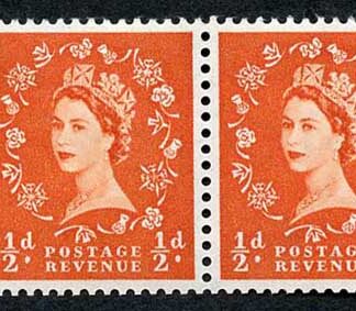 SB3 1/2d Wmk Tudor Crown Perf E Booklet Pane of 2 with Part Arrow U/M