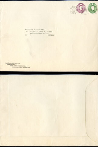 ESC827 KGVI 1 1/2d and 6d Envelope Stamped to Order size (11.1x7.7) Used