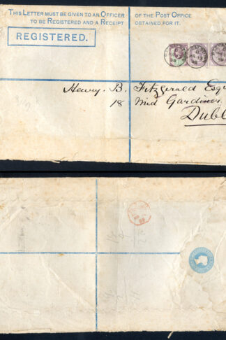 RP5 QV 2d Blue Registered Envelope SIZE K uprated (14.5.78)
