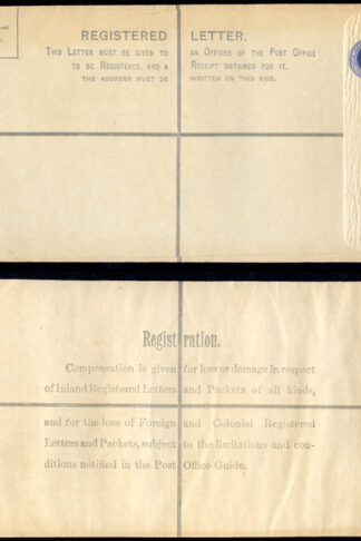 RP29 KGV 3 1/2d Blue Registered Envelope size K Mint Uprated