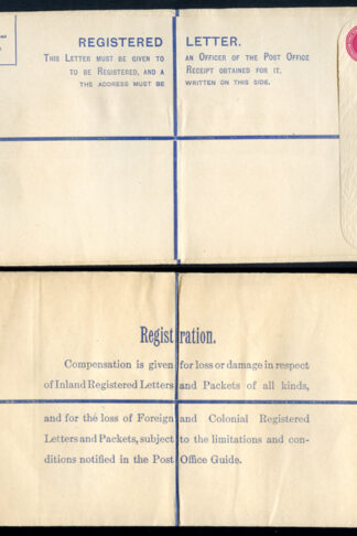 RP38 KGV 4 1/2d Puce Registered Envelope size K Mint