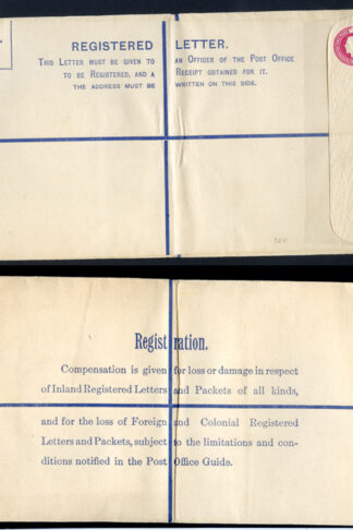 RP38 KGV 4 1/2d Puce Registered Envelope size K Mint