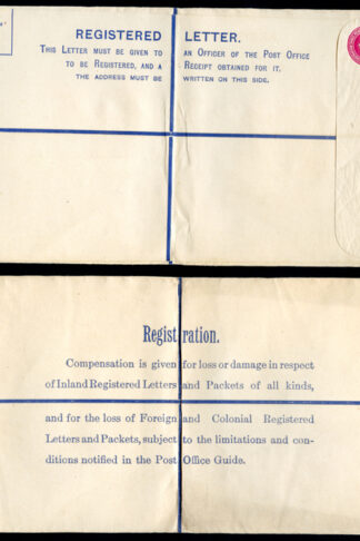 RP38 KGV 4 1/2d Puce Registered Envelope size K Mint