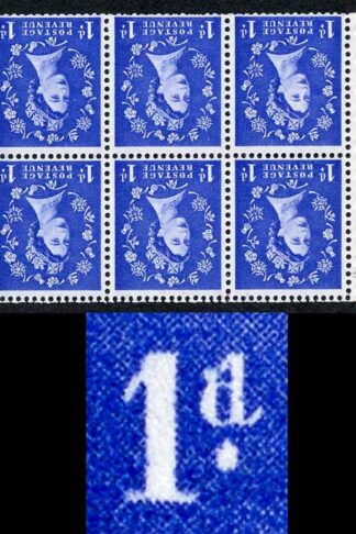 SB39ab 1d Wmk Crowns Inverted Graphite Lines Spot on D Flaw Pane of 6 U/M
