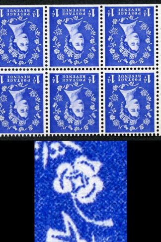 SB39ac 1d Crowns Wmk U/M Booklet Pane 6 Extended Leaf On Shamrock