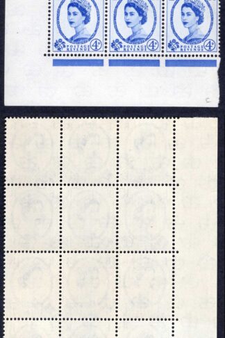 S85b 4d Ultramarine Crowns Wmk Cylinder 8 No Dot U/M Block 14 DOUBLE PRINT