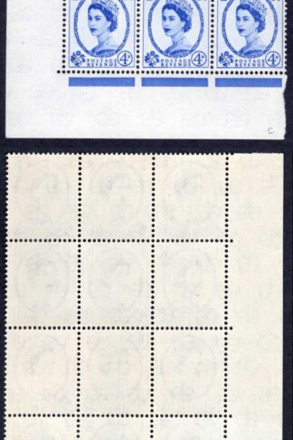 S85b 4d Ultramarine Crowns Wmk Cylinder 8 No Dot U/M Block 14 DOUBLE PRINT