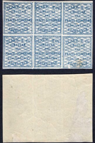 Block of 6 Clarke and Co Circular Delivery Stamps SGCD3