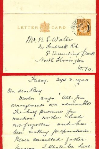 LCP9 KGV 2d Orange Post Office Issue Letter Card Used