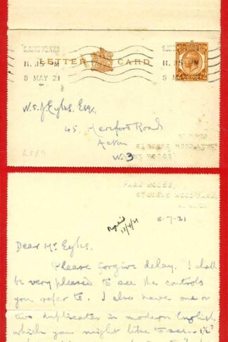 LCP9 KGV 2d Orange Post Office Issue Letter Card Used