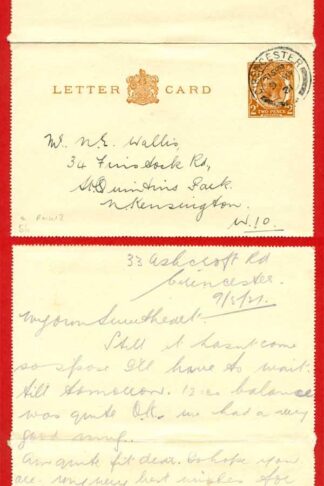 LCP9 KGV 2d Orange Post Office Issue Letter Card Used