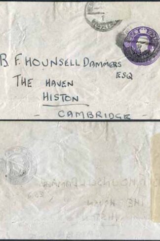 ES47 KGV 3d Violet stamped to Order Label Used
