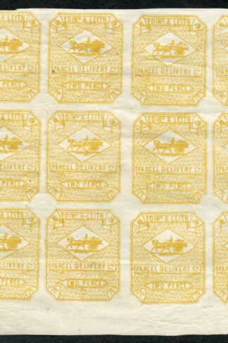 SGCD18 2d Yellow Edinburgh and Leith Circular Delivery Stamp Block 12 Part Gum