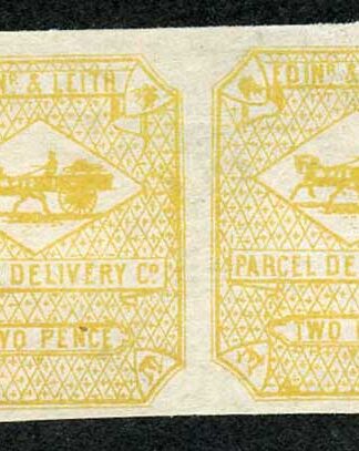 SGCD18 2d Yellow Edinburgh and Leith Circular Delivery Stamp Strip 4 (No Gum)