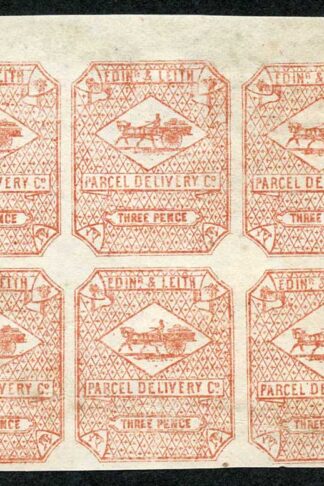SGCD19 3d Brown Red Edinburgh and Leith Circular Delivery Stamp Block 6 No Gum