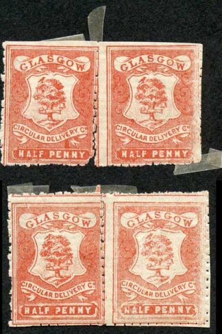 Circular Delivery SGCD21a Glasgow 1/2d dull scarlet mint block (pin perf 10 1/2)