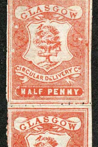 Circular Delivery SGCD21 Glasgow 1/2d dull scarlet unused vertical pair