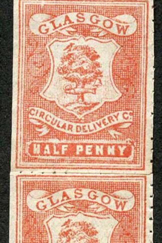 Circular Delivery SGCD21 Glasgow 1/2d dull scarlet unused vertical pair