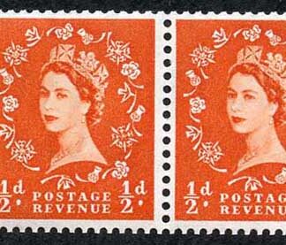 SB6 1/2d Wmk Edward Booklet Pane of 2 Cylinder 3 No Dot U/M