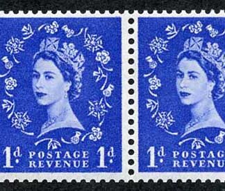 SB28 1d Wmk Edward Booklet Pane of 2 Perf E U/M