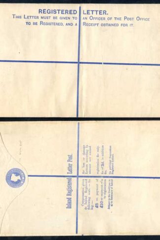 RP15 QV 2d Blue Registered Envelope size K Mint