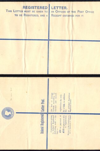 RP15 QV 2d Blue Registered Envelope size K Mint