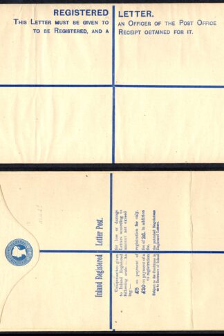 RP15 QV 2d Blue Registered Envelope size K Mint