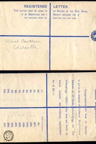 RP20 QV 2d Blue Registered Envelope size K Uprated