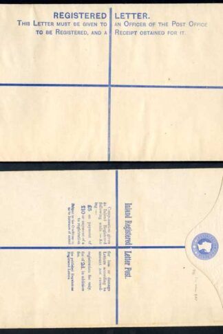 RP15 QV 2d Blue Registered Envelope size K Mint