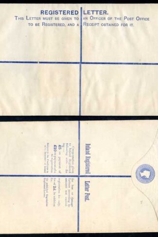 RP15 QV 2d Blue Registered Envelope size K Mint