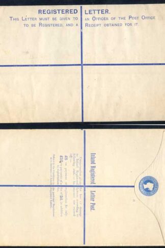 RP15 QV 2d Blue Registered Envelope size K Mint