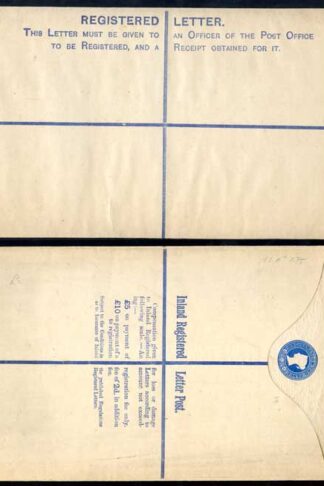 RP15 QV 2d Blue Registered Envelope size K Mint