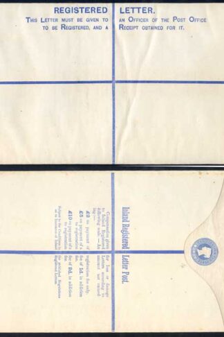 RP14 QV 2d Blue Registered Envelope size K Mint